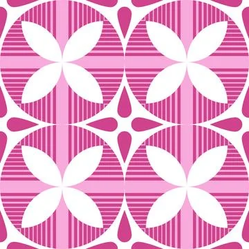 Seamless pattern with geometric figures. Vector illustration. Pink and whit.. 스톡 일러스트