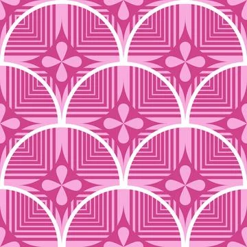 Seamless pattern with geometric figures. Vector illustration. Pink and whit.. Stock-Illustration