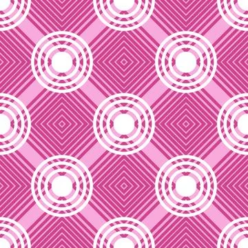 Seamless pattern with geometric figures. Vector illustration. Pink and whit.. Stock Illustration