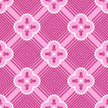 Seamless pattern with geometric figures. Vector illustration. Pink and whit.. Stock Illustration