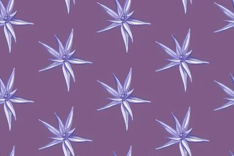 Seamless pattern. Geometric flowers on a purple background. Vector Stock Illustration