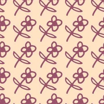 Seamless pattern with geometric flowers. Simple style. Doodle floral wallpape Stock Illustration