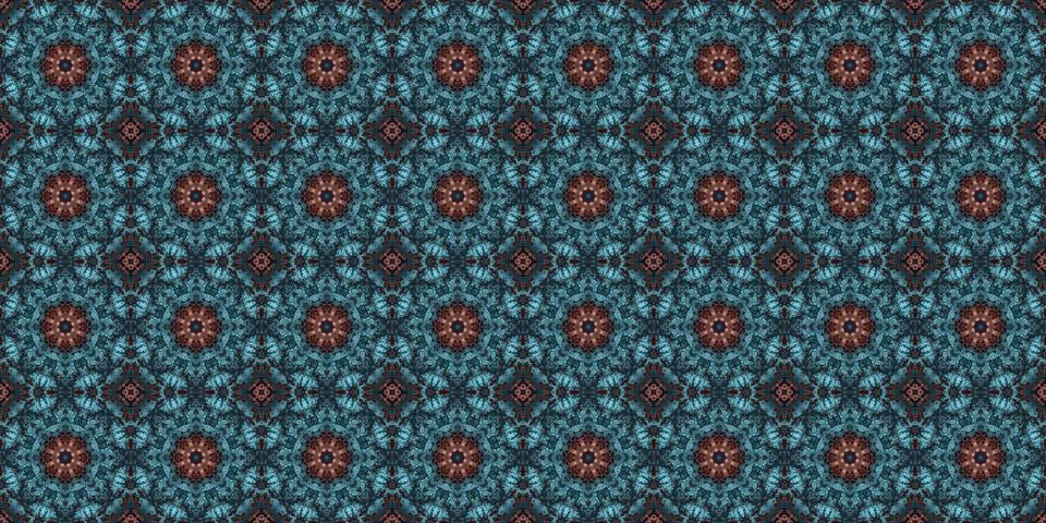 Seamless pattern of geometric flowers. Space texture. Stock Illustration