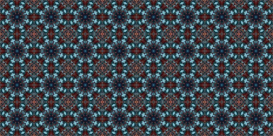 Seamless pattern of geometric flowers. Space texture. Stock Illustration