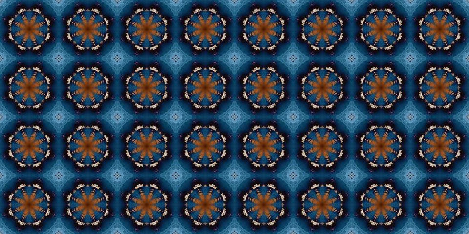 Seamless pattern of geometric flowers. Space texture. Illustrazione stock