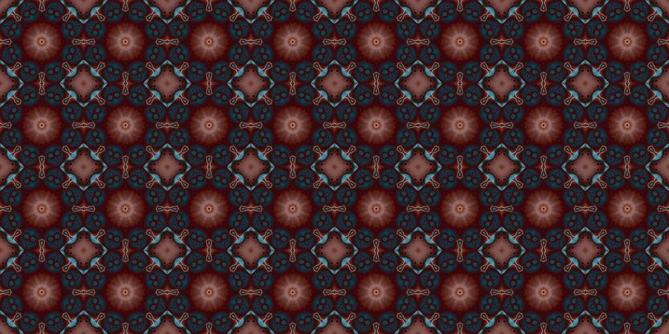 Seamless pattern of geometric flowers. Space texture. Stock Illustration