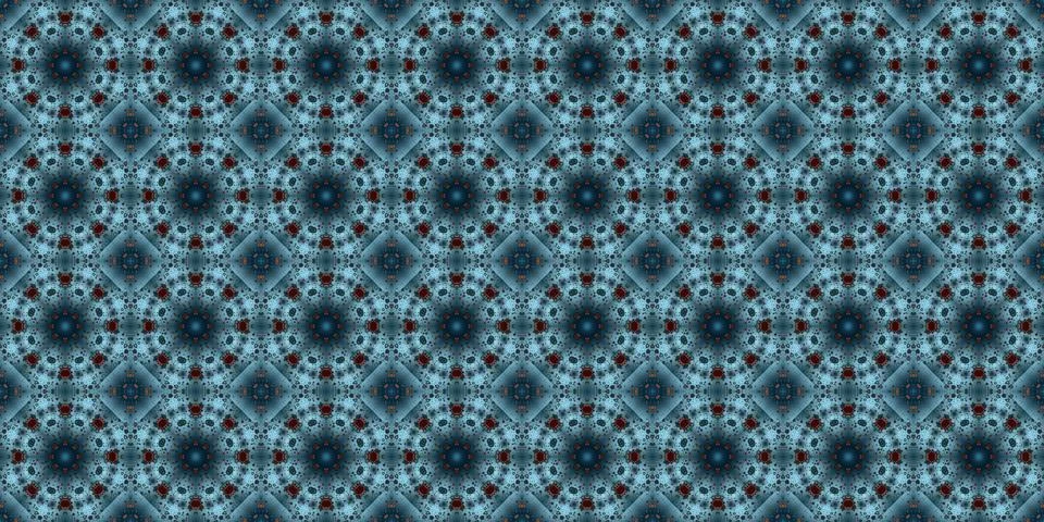 Seamless pattern of geometric flowers. Space texture. Stock Illustration