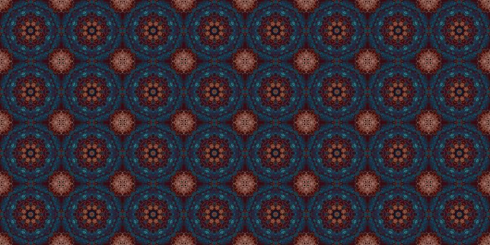 Seamless pattern of geometric flowers. Space texture. Stock Illustration