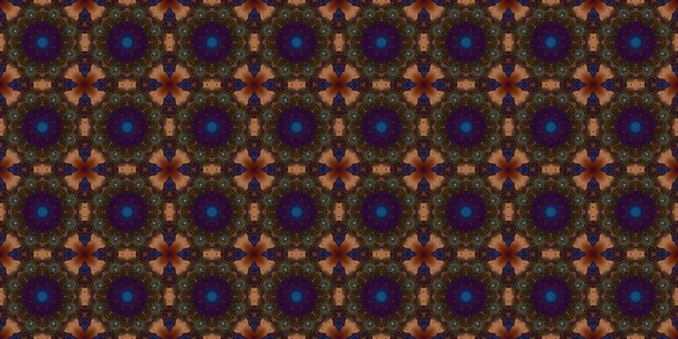 Seamless pattern of geometric flowers. Space texture. Stock Illustration