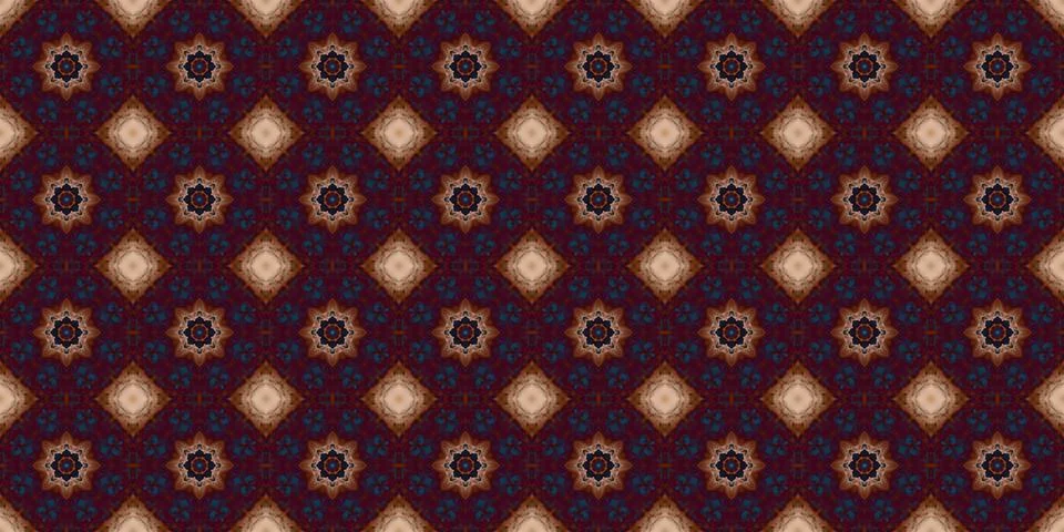 Seamless pattern of geometric flowers. Space texture. Stock Illustration