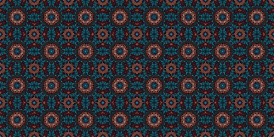 Seamless pattern of geometric flowers. Space texture. Stock Illustration