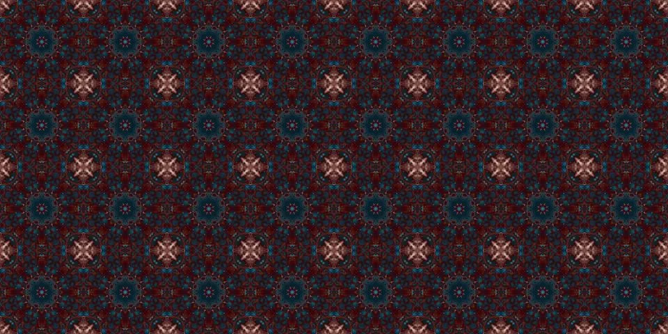 Seamless pattern of geometric flowers. Space texture. Stock Illustration