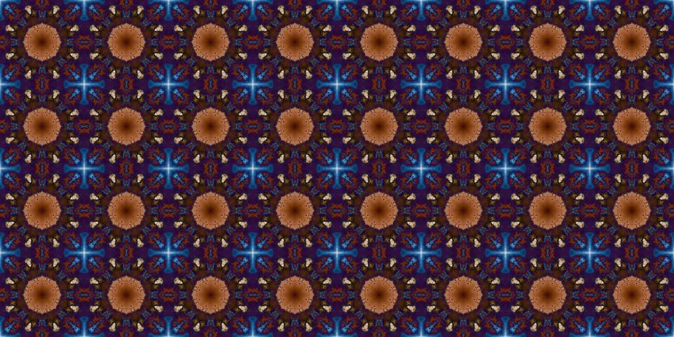Seamless pattern of geometric flowers. Space texture. Stock Illustration