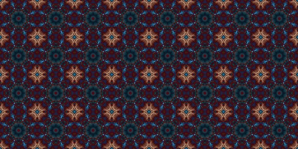 Seamless pattern of geometric flowers. Space texture. Stock Illustration