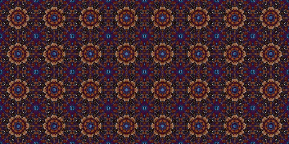 Seamless pattern of geometric flowers. Space texture. Stock Illustration
