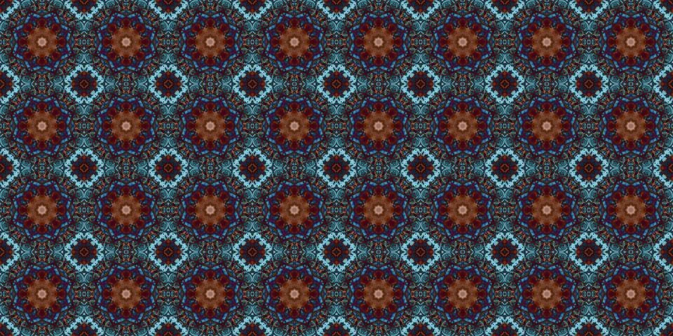 Seamless pattern of geometric flowers. Space texture. Stock Illustration