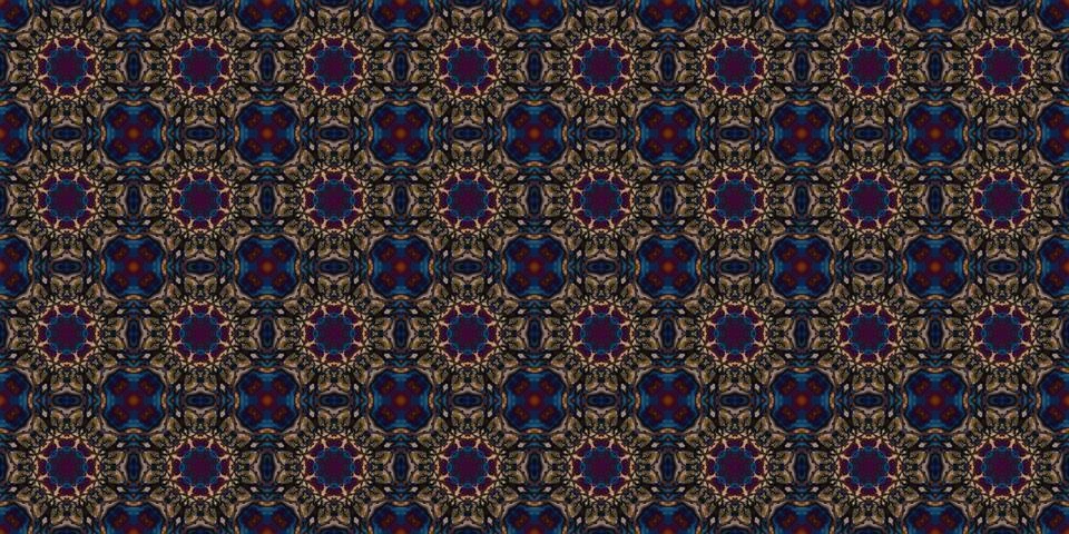 Seamless pattern of geometric flowers. Space texture. Stock Illustration