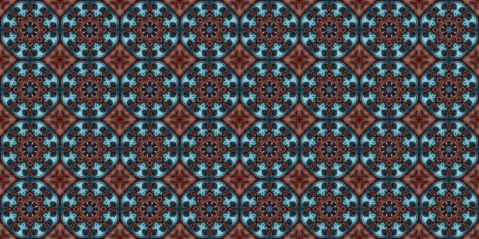 Seamless pattern of geometric flowers. Space texture. Stock Illustration