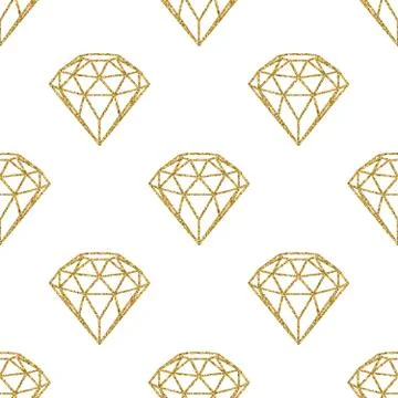 Seamless pattern of geometric golden foil diamonds on white background. Trendy Stock Illustration