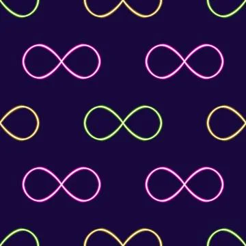 Seamless pattern geometric infinity sign glowing desktop icon, neon geometric Illustrazione stock