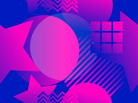 Seamless pattern with geometric objects and colorful gradient. Synthwave retr Stock Illustration