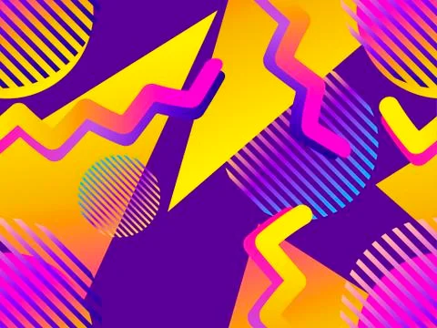 Seamless pattern with geometric objects in the memphis style of the 80s. Grad Stock Illustration