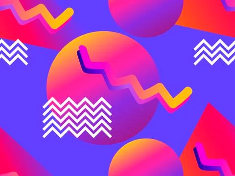 Seamless pattern with geometric objects in the memphis style of the 80s. Grad Stockillustratie