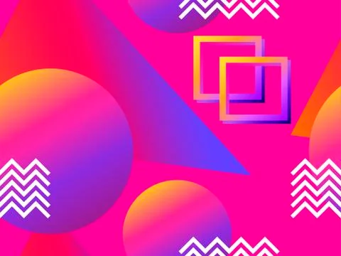 Seamless pattern with geometric objects in the memphis style of the 80s. Grad 스톡 일러스트