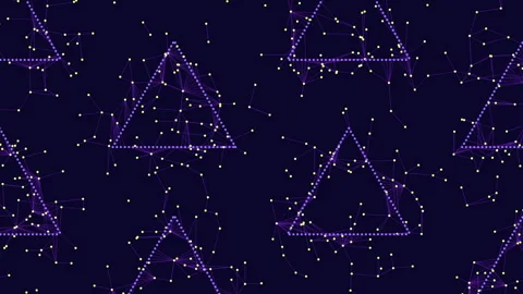 Seamless pattern geometric purple triangles on dark blue background Stock Footage 289205998
