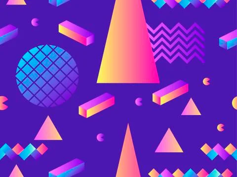 Seamless pattern with geometric shapes and gradient. Background for promotion Stock Illustration