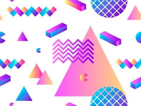 Seamless pattern with geometric shapes and gradient. Background for promotion Stock Illustration