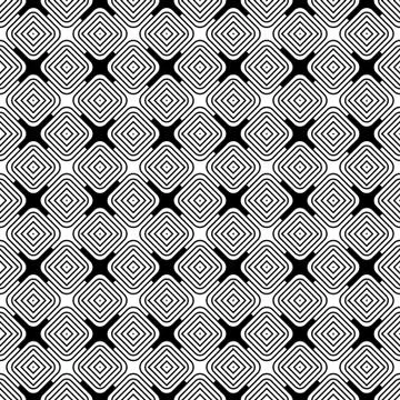 Seamless pattern with geometric shapes on black background Stock Illustration