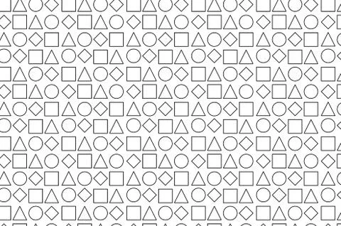 Seamless pattern of geometric shapes of different shapes on white background Stock Illustration