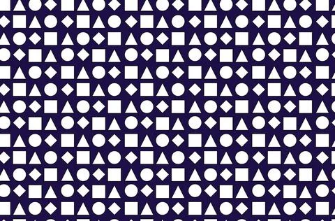 Seamless pattern of geometric shapes of different shapes on blue backgroun... Stock Photos