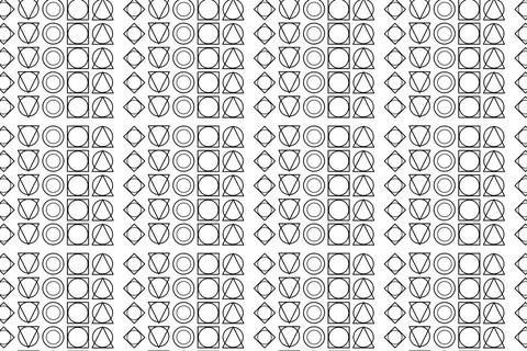 Seamless pattern of geometric shapes of different shapes on white backgrou... Foto stock