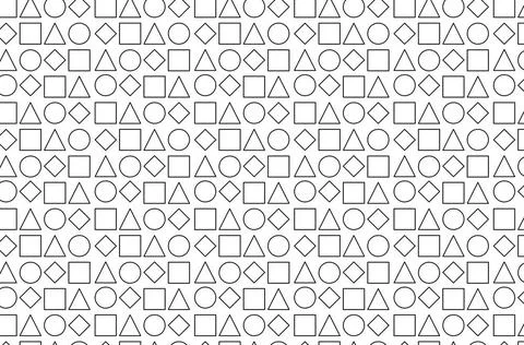 Seamless pattern of geometric shapes of different shapes on white backgrou... Foto stock