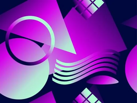 Seamless pattern with geometric shapes memphis style 80s. Triangles and circl Illustrazione stock