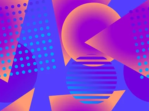 Seamless pattern with geometric shapes memphis style 80s. Triangles and circl Illustrazione stock