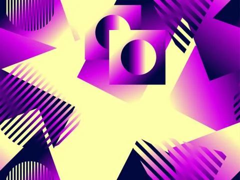 Seamless pattern with geometric shapes memphis style 80s. Triangles and circl Illustrazione stock