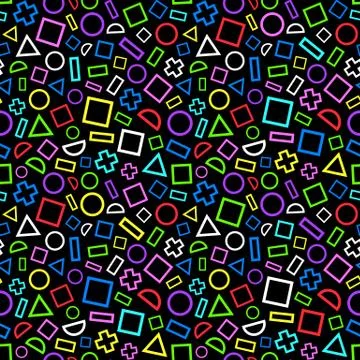 Seamless pattern of geometric shapes. Party style Stock Illustration