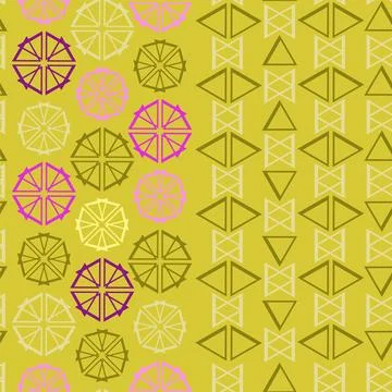 Seamless pattern of geometric shapes in the shape of a lemon without a back.. Illustrazione stock