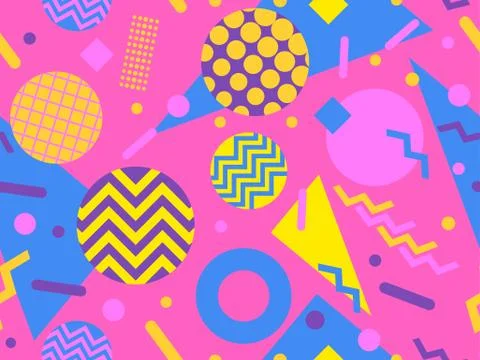 Seamless pattern with geometric shapes in the style of the 80s. Trendy retro  Stock Illustration
