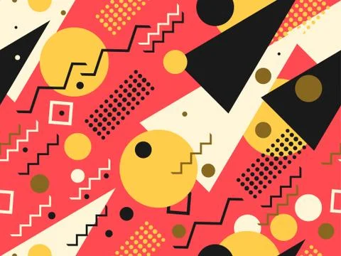 Seamless pattern with geometric shapes in the style of the 80s. Multi Colored Stock-Illustration