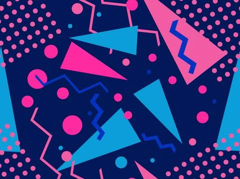 Seamless pattern with geometric shapes in the style of the 80s. Trendy retro  Illustrazione stock