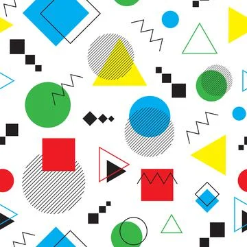 Seamless pattern geometric shapes triangle circle square abstract background  Stock Illustration