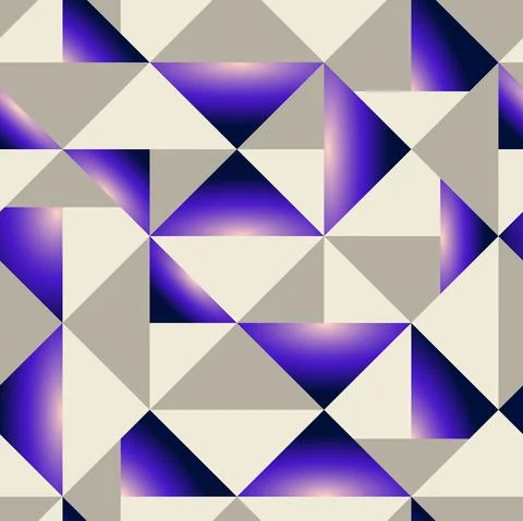 Seamless pattern of geometric shapes triangles rhombuses gray with blue gradi Stock Illustration