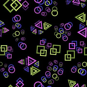 Seamless pattern with geometric shapes. Triangles, squares and circles. Stock Illustration