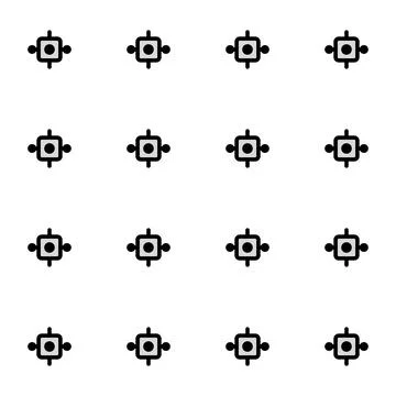 Seamless pattern of geometric square and circle icons on a clean white back.. Stock Illustration