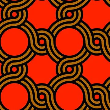 Seamless Pattern Geometric Stripes Circles Curves Lines Vector Ilustração Stock