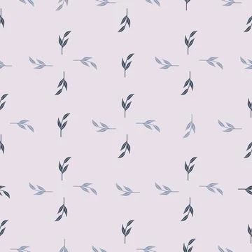 Seamless pattern in geometric style with doodle simple leaf branches shapes.  Illustrazione stock